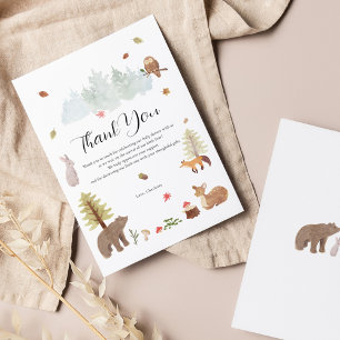 Carte De Remerciements Baby shower d'automne des animaux des bois
