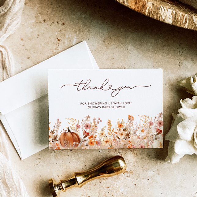 Carte de remerciements Baby shower d'automne du pe (Créateur téléchargé)