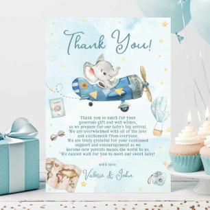 Carte De Remerciements Baby shower d'aventure Eléphant Cute