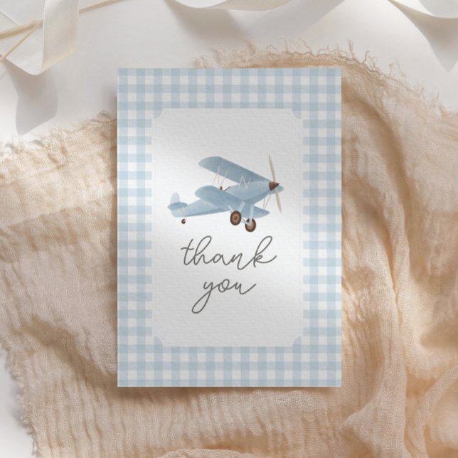 Carte De Remerciements Baby shower d'avion Vintage voyage (Créateur téléchargé)