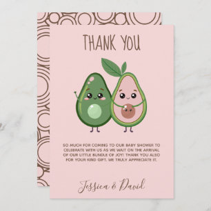 Carte De Remerciements Baby shower d'Avocado rose Saint-Guacamole