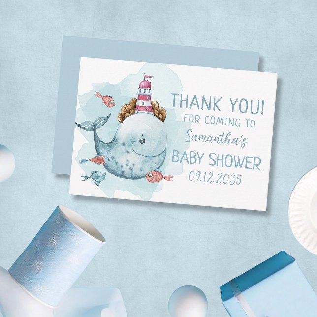 Carte De Remerciements Baby shower de baleines (Whale Boy Baby Shower Thank You Card
)