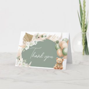 Carte De Remerciements Baby shower de ballon à oreille verte