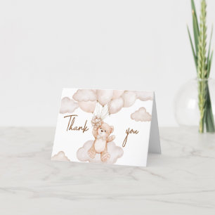 Carte De Remerciements Baby shower de ballon Brown pour bébé
