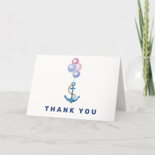 Carte De Remerciements Baby shower de ballon d'Ancres nautiques minimal B