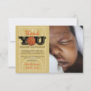 Carte De Remerciements Baby shower de basket-ball cool Photo