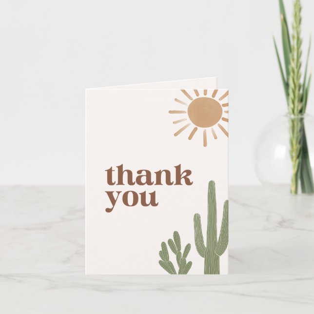 Carte De Remerciements Baby shower de Boho Desert Cactus (Devant)