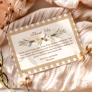 Carte De Remerciements Baby shower de bois En vichy