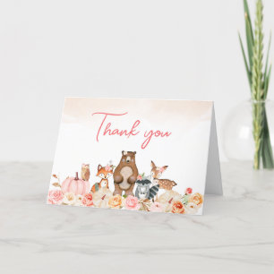Carte De Remerciements Baby shower de bois rose Citrouille