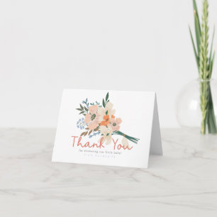 Carte De Remerciements Baby shower de bouquet de fleurs roses