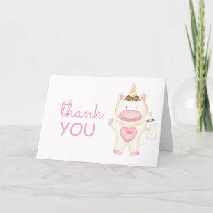 Carte De Remerciements Baby shower de bouteille de la licorne rose Fairyt