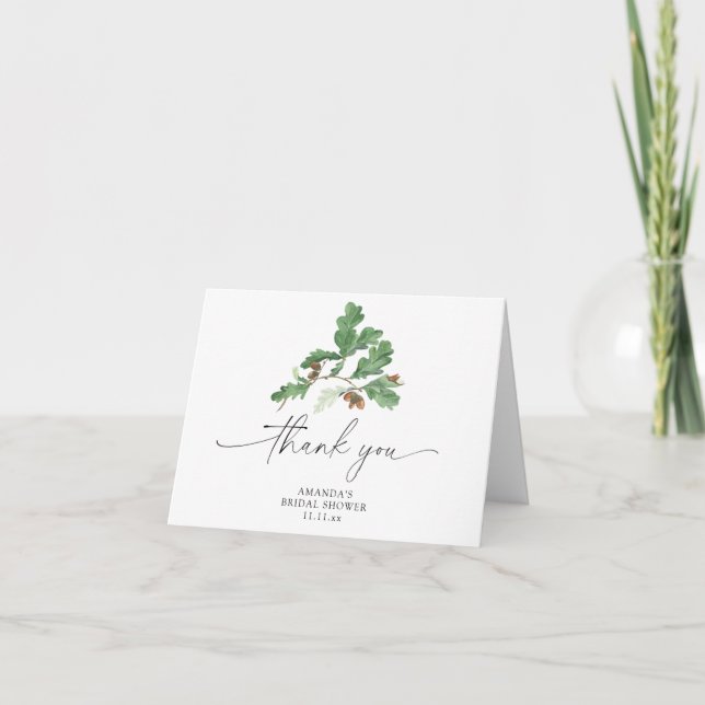 Carte De Remerciements Baby shower de branche de gland (Devant)