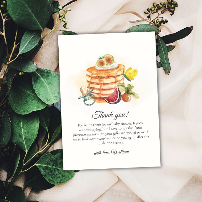 Carte De Remerciements Baby shower de Brunch de Pancake à la pomme de ter (Summer Fruit Pancake Pacifier Brunch Baby Shower Thank You Card)