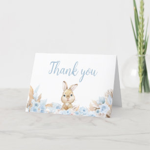 Carte De Remerciements Baby shower de Bunny Boho bleu