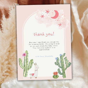 Carte De Remerciements Baby shower de cactus à arc rose neutre