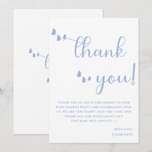 Carte De Remerciements Baby shower de calligraphie à papillon minimaliste