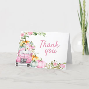 Carte De Remerciements Baby shower de camion Citrouille de Pink Fall