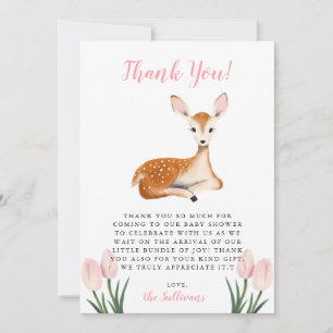 Carte De Remerciements Baby shower de cerfs roses rustiques