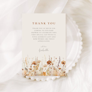 Carte De Remerciements Baby shower de champ Fleur sauvage d'automne