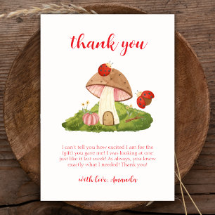 Carte De Remerciements Baby shower de champignon Woodland Ladybug