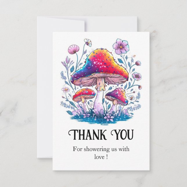 Carte De Remerciements Baby shower de champignons de Charme Whimsical (Devant)
