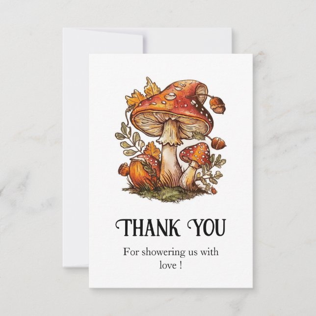 Carte De Remerciements Baby shower de champignons enchantés magiques (Devant)