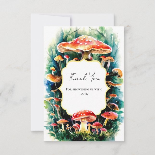 Carte De Remerciements Baby shower de champignons Little Boho (Devant)