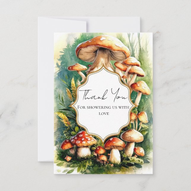 Carte De Remerciements Baby shower de champignons magiques Boho (Devant)