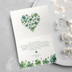 Carte De Remerciements Baby shower de charme Lucky Shamrock vert