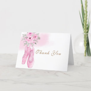 Carte De Remerciements Baby shower de chaussures rose Elegant Floral Ball