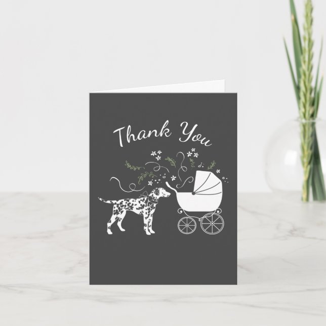 Carte De Remerciements Baby shower de Chien Dalmatien gris chiot (Devant)