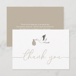 Carte De Remerciements Baby shower de cigogne minimal moderne