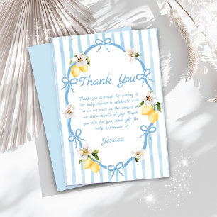 Carte De Remerciements Baby shower de citron italien à main
