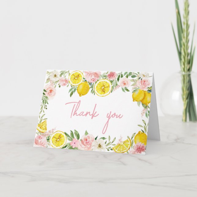 Carte De Remerciements Baby shower de citron rose (Devant)