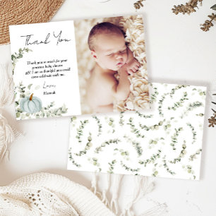 Carte De Remerciements Baby shower de Citrouille bleu de automne photo