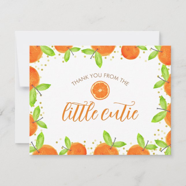 Carte De Remerciements Baby shower de clémentine orange Little Cutie Citr (Devant)