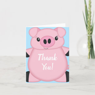 Carte De Remerciements Baby shower de cochon bleu