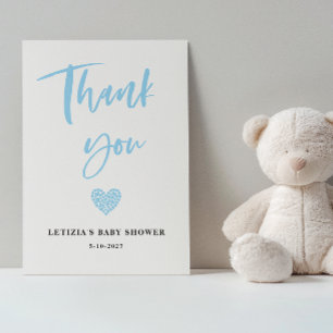 Carte De Remerciements Baby shower de coeur bleu