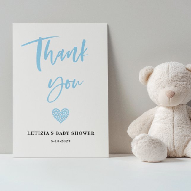 Carte De Remerciements Baby shower de coeur bleu (Créateur téléchargé)