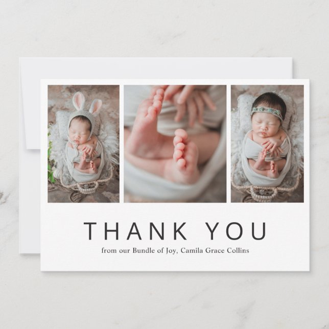 Carte De Remerciements Baby shower de collage photo simple et moderne (Devant)