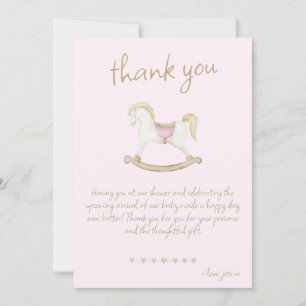 Carte De Remerciements Baby shower de cow-girl rose Vintage rocheuse