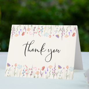 Carte De Remerciements Baby shower de crème d'aquarelle Boho Fleur sauvag