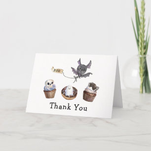Carte De Remerciements Baby shower de cupcake Little Boo Halloween