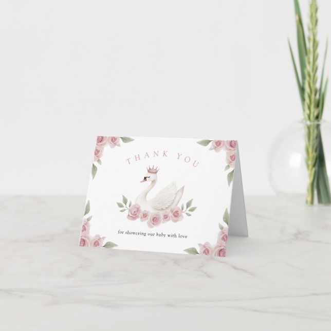 Carte De Remerciements Baby shower de cygne (Devant)