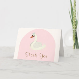 Carte De Remerciements Baby shower de cygne Rose Cute Boho Arch Princess