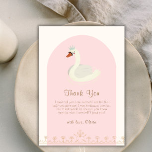Carte De Remerciements Baby shower de cygne rose élégant Boho Arch Prince