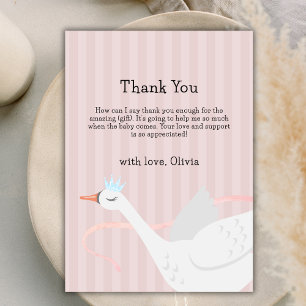 Carte De Remerciements Baby shower de cygne rose moderne Whimsical Prince
