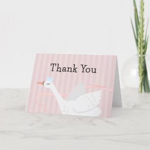 Carte De Remerciements Baby shower de cygne rose Whimsical Princess