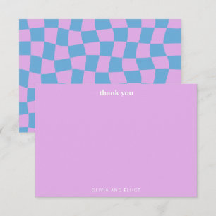 Carte De Remerciements Baby shower de découpe super Lavender Checkerboard