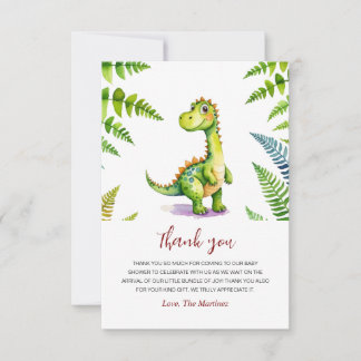 Carte De Remerciements Baby shower de dinosaures
